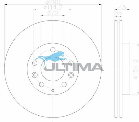 Front Brake Disc Rotor Fits Mazda MX-5 NC 2005-2014 AAP2959 - Ultima