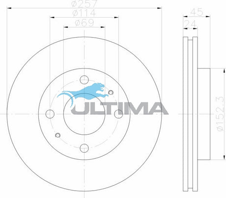 Brake Disc Rotor (F) Fits Elantra XD, Lantra, Sonata EF AAP456 - Ultima