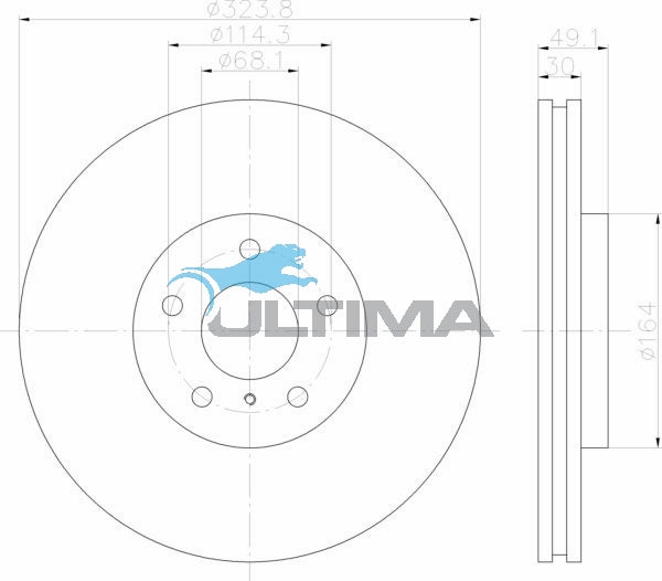 Brake Disc Rotor Front Fits Nissan 350Z Track Brembo, V36 Skyline AAP4600 - Ultima