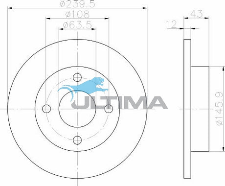 Brake Disc Rotor Front Fits Ford KA Solid AAP529 - Ultima
