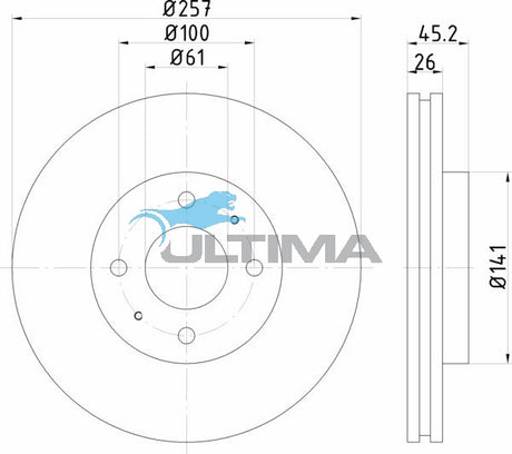Brake Disc Rotor Front Fits NX, NX-R, Pulsar N14, N15 2.0L AAP901 - Ultima
