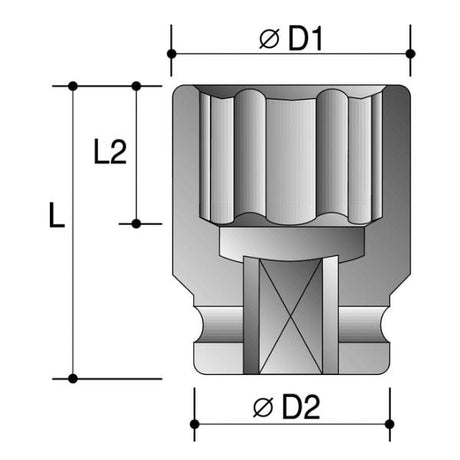 33mm Metric Deep 1/2" Drive 6-Point Impact Socket - Impact Tools