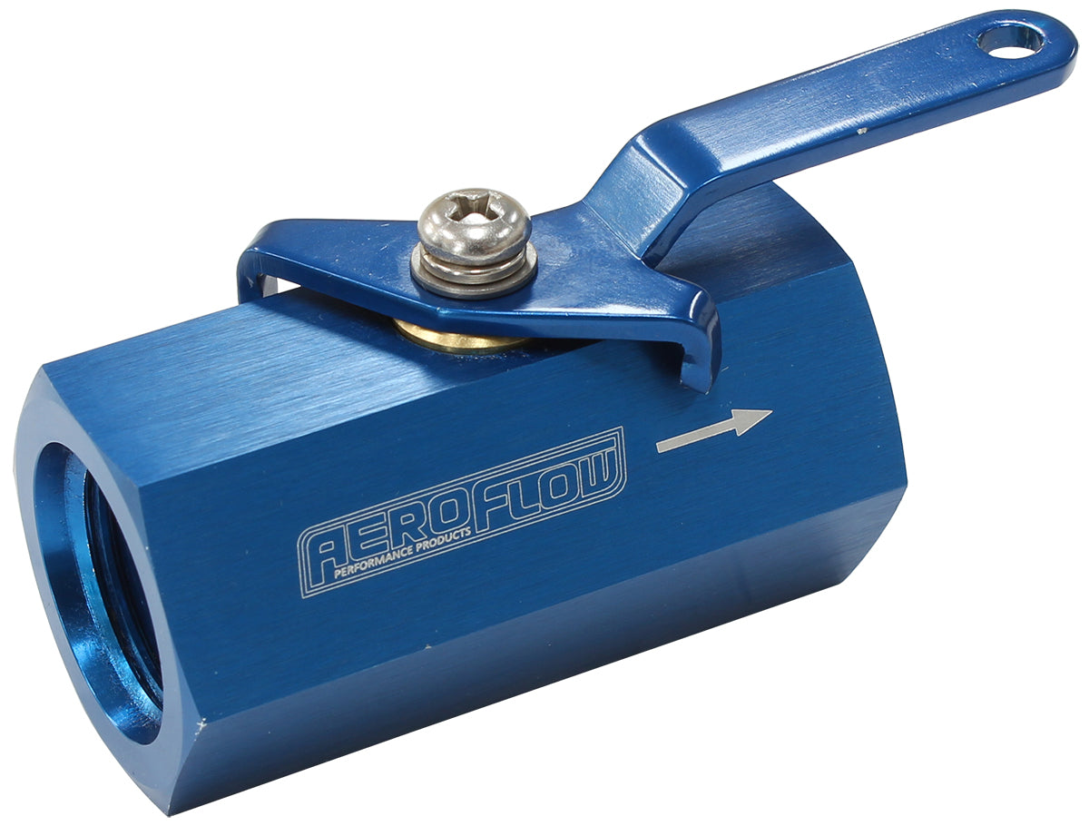 Shut Off Valve -10ORB Blue Female -10ORB Ports AF1001-10 - Aeroflow