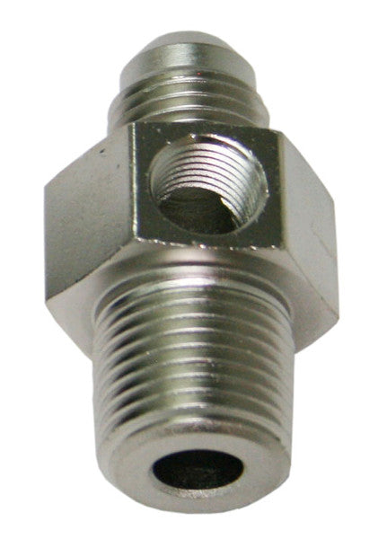 Male 1/8" NPT To -4AN 1/8" Port Silver 1/8" To -4AN, 1/8" Port AF139-04-02S - Aeroflow