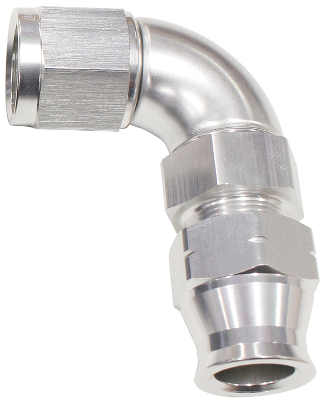 1/4" Tube 90 Deg Female -4AN Silver Swivel Nut With Olive AF139-04S - Aeroflow