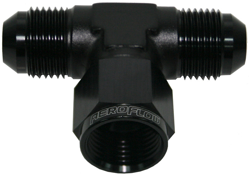 AN Tee -3AN Female Nut Black Swivel Nut On Side AF144-03BLK - Aeroflow