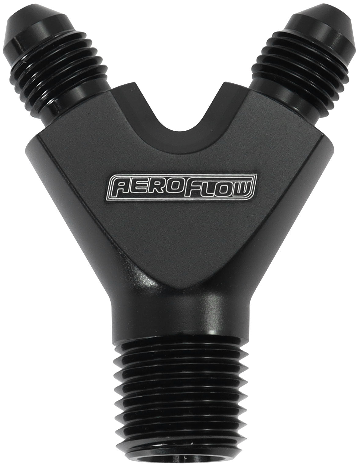 1/8" NPT Y Block To 2 x -3AN Male Fittings Nitrous Nos Blac AF147-02-03BLK - Aeroflow
