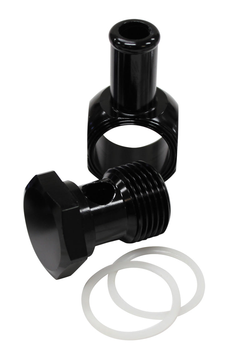 Edelbrock Carb Inlet Banjo Black 5/8-20 To Male 3/8 Barb AF164-06BLK - Aeroflow