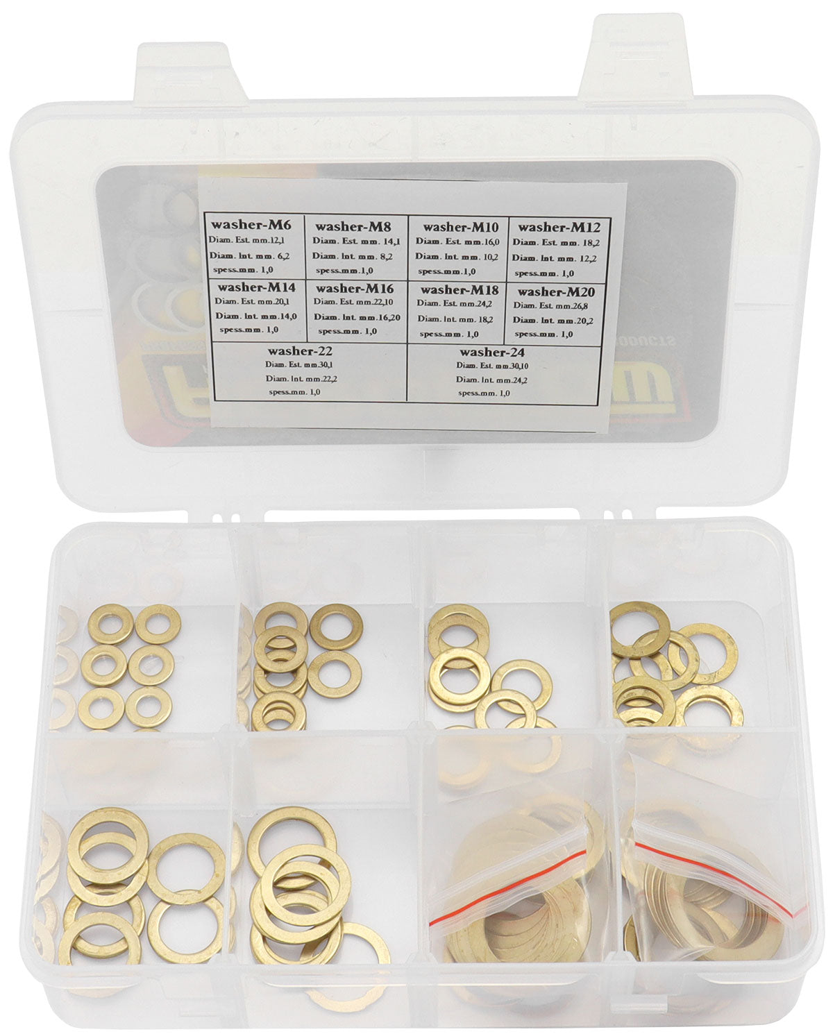 Brass Crush Washer Metric Kit Sizes Include M6 To M24 AF181-KIT - Aeroflow