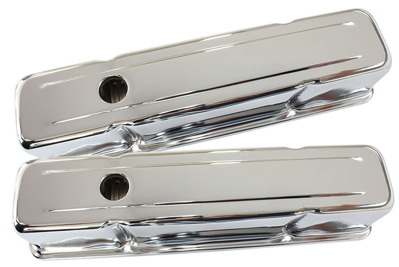 Steel Valve Covers, SBC Tall Chrome Without Logo AF1821-5050 - Aeroflow