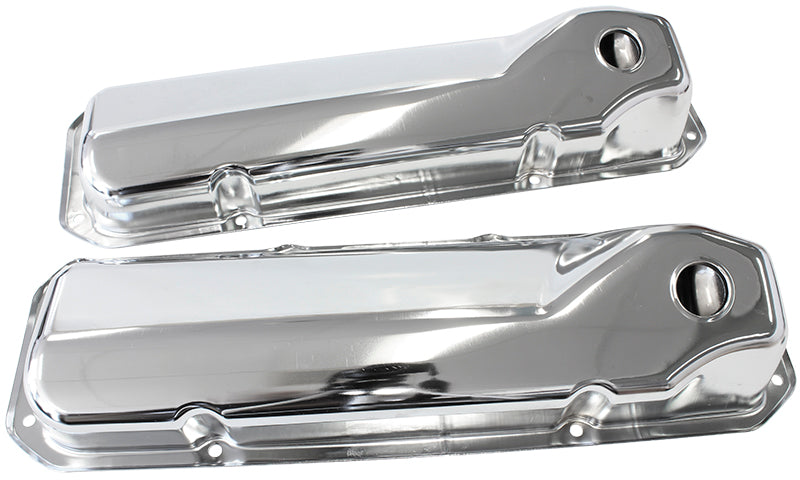 302 351C Ford Steel Valve Covers Chrome No Logo AF1821-5051 - Aeroflow