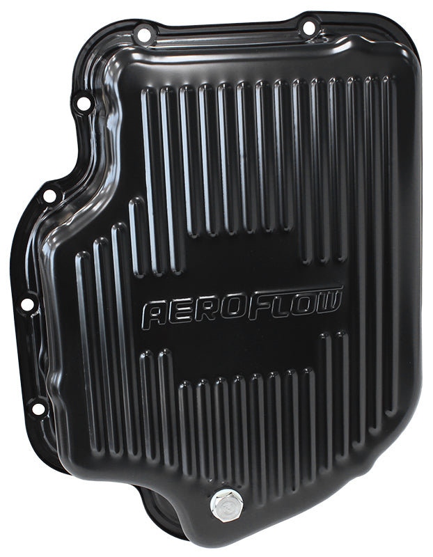 TH400 Deep Transmission Pan Black W/ Drain Plug 3" Deep AF1826-3001 - Aeroflow