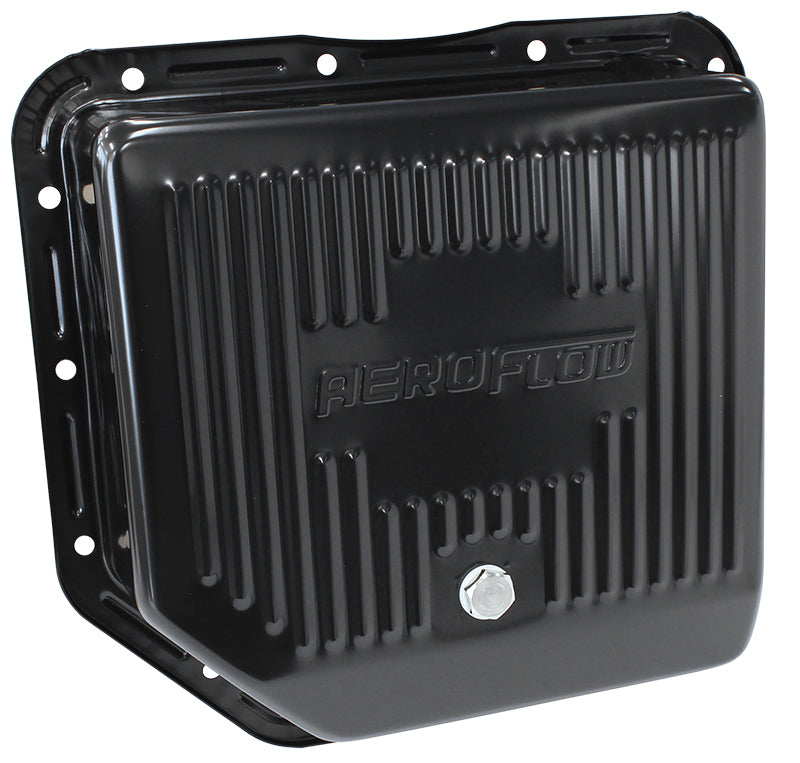 TH350 Deep Transmission Pan Black W/ Drain Plug AF1826-3003 - Aeroflow