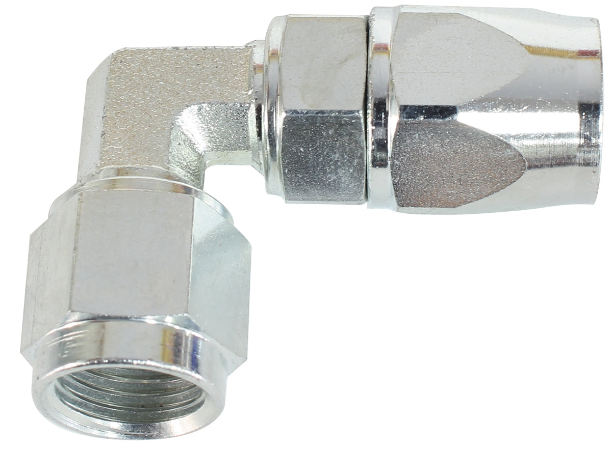 Steel 90 Deg Hose End -6AN Steel Full Swivel Suit Teflon AF203-06S - Aeroflow