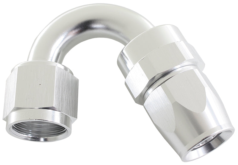 Alloy 150 Deg Hose End -8AN Silver Full Swivel Suit Teflon AF205-08DS - Aeroflow