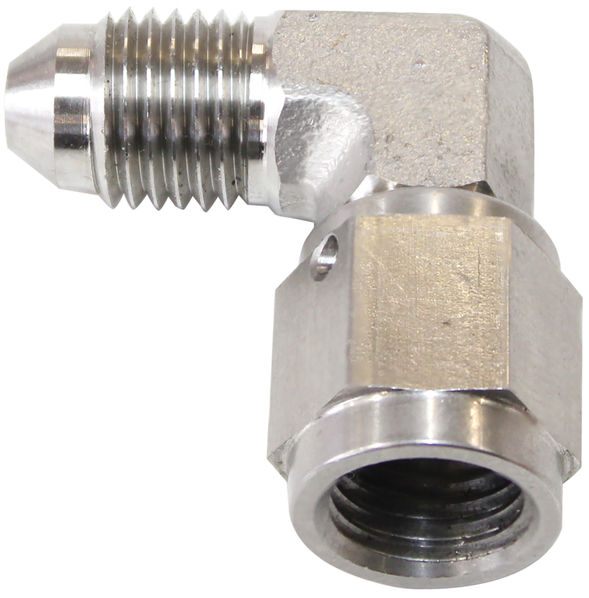 S/S 90 Deg Female - Male -4AN Stainless Steel Swivel Nut AF207-04 - Aeroflow