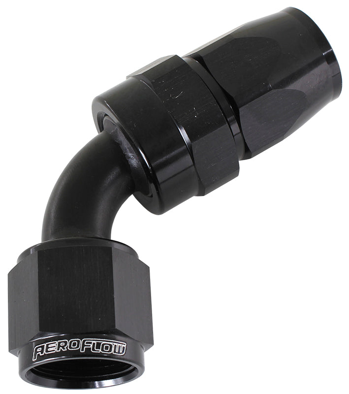Alloy 60 Deg Hose End -10AN Black Swivel Nut Suit Teflon AF208-10DBLK - Aeroflow