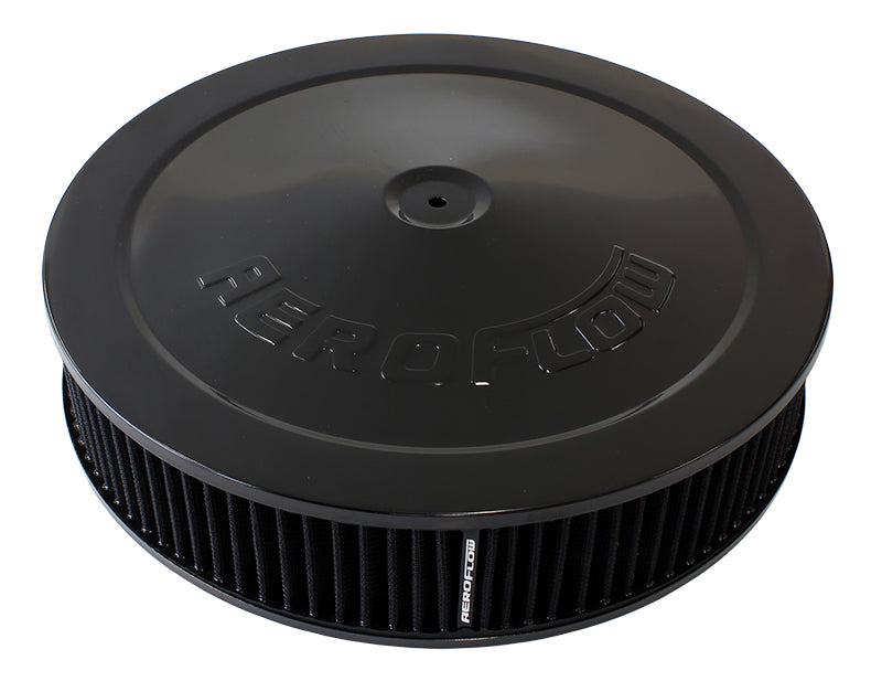 14" x 3" Air Cleaner Assy 7-5/16" Flat Base Black Cotton AF2251-1234 - Aeroflow