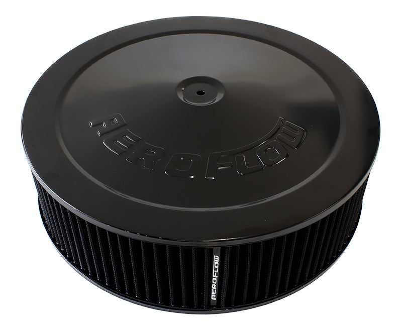 14" x 4" Air Cleaner Assy 5-1/8" Drop Base Black, Cotton AF2251-1290 - Aeroflow