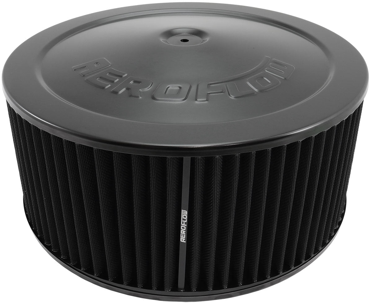 14" x 6" Air Cleaner Assembly 5-1/8" Flat Base Black AF2251-1310 - Aeroflow