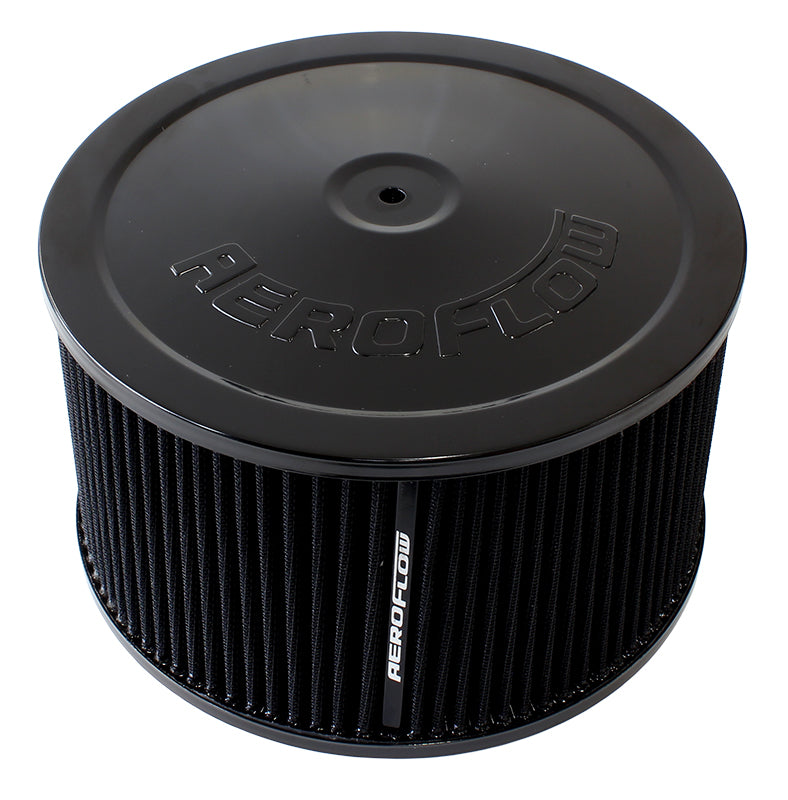 9" x 5" Air Cleaner Assembly 5-1/8" Neck, Black Lid, Cotton AF2251-1365 - Aeroflow