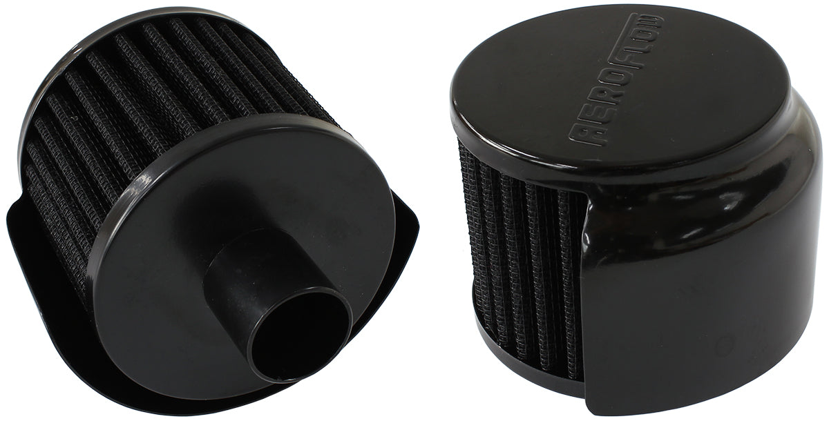 1" Push In Breather W/ Shield 3" O.D, 2-1/2" H, Black Top AF2271-1520 - Aeroflow