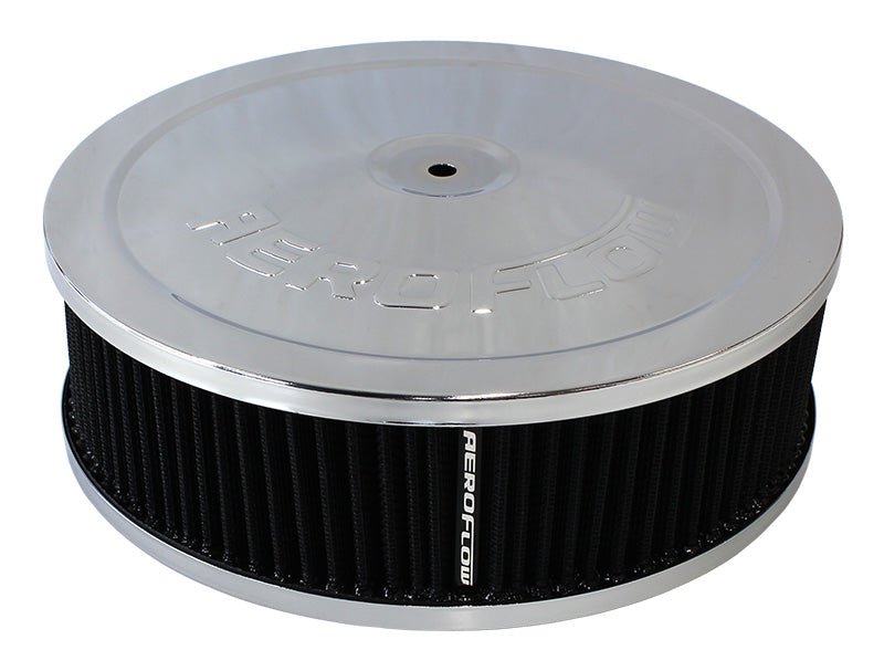 9" x 2-3/4" Air Cleaner ASSY5-1/8" Neck, Chrome, Cotton AF2851-1120 - Aeroflow