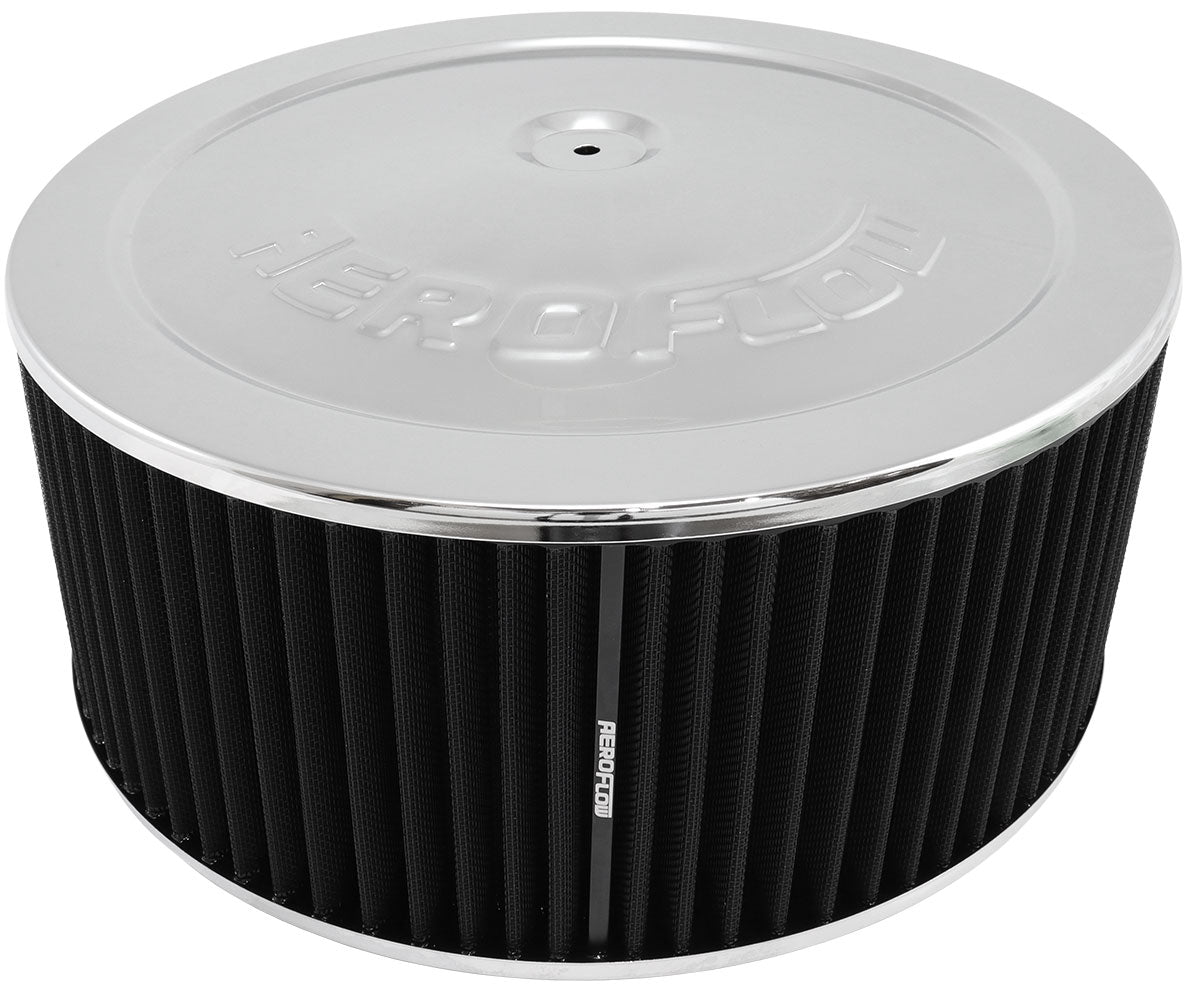 14" x 6" Air Cleaner Assembly 5-1/8" Flat Base Chrome AF2851-1310 - Aeroflow
