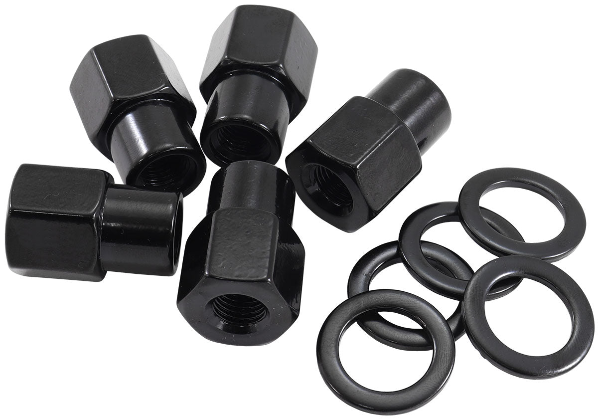 1/2"-20 .550" Shank Open Wheel Nuts Black (5 Pack) AF3012-6000 - Aeroflow