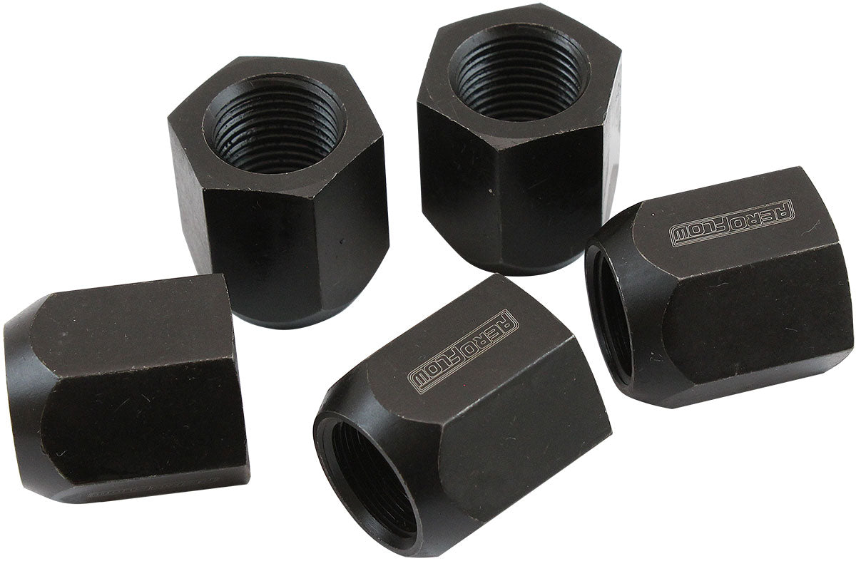 5/8"-18 Acorn Short Open Wheel Nuts Black (5 Pack) Nhraapproved - AF3012-2000 AF3013-2000 - Aeroflow