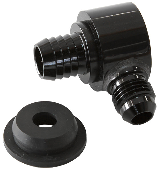 Black Booster Valve Universal 21mm / 13/16" Hole To -6AN AF350-00BLK - Aeroflow