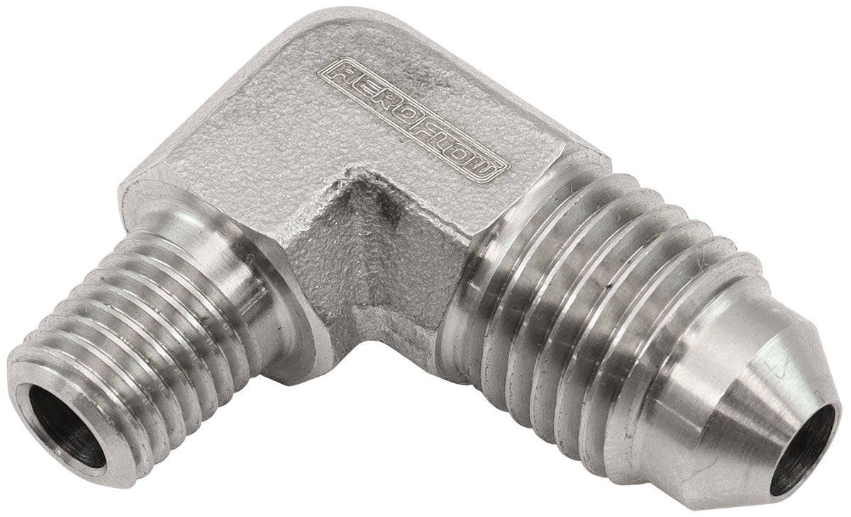 S/S 90 Deg 1/16" NPT To -4AN AF381-02 - Aeroflow