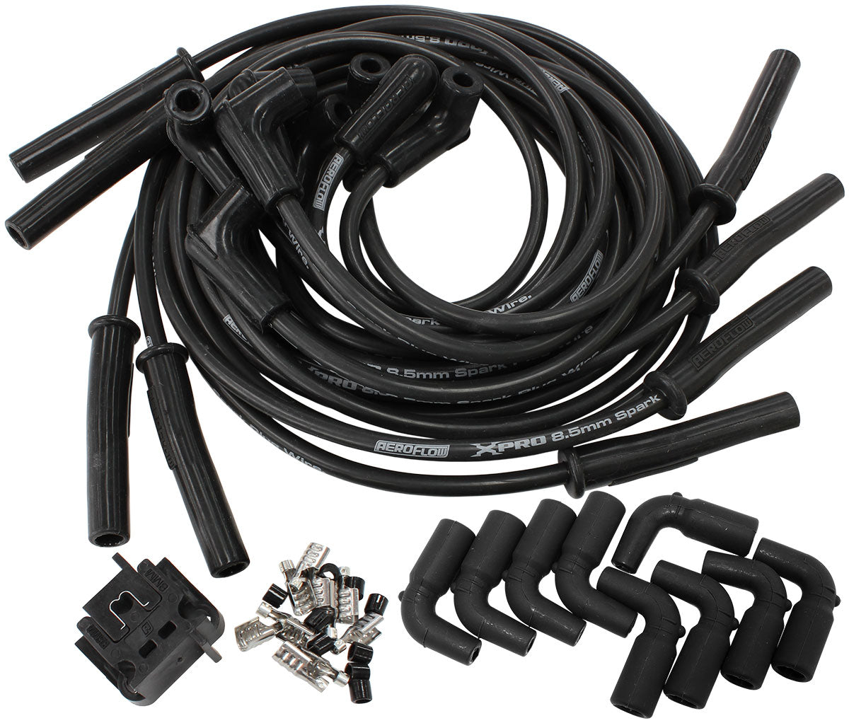 Universal Black Spark Plug Leads LS1 LS2 LS3 90 Degree GM AF4030-32139 - Aeroflow