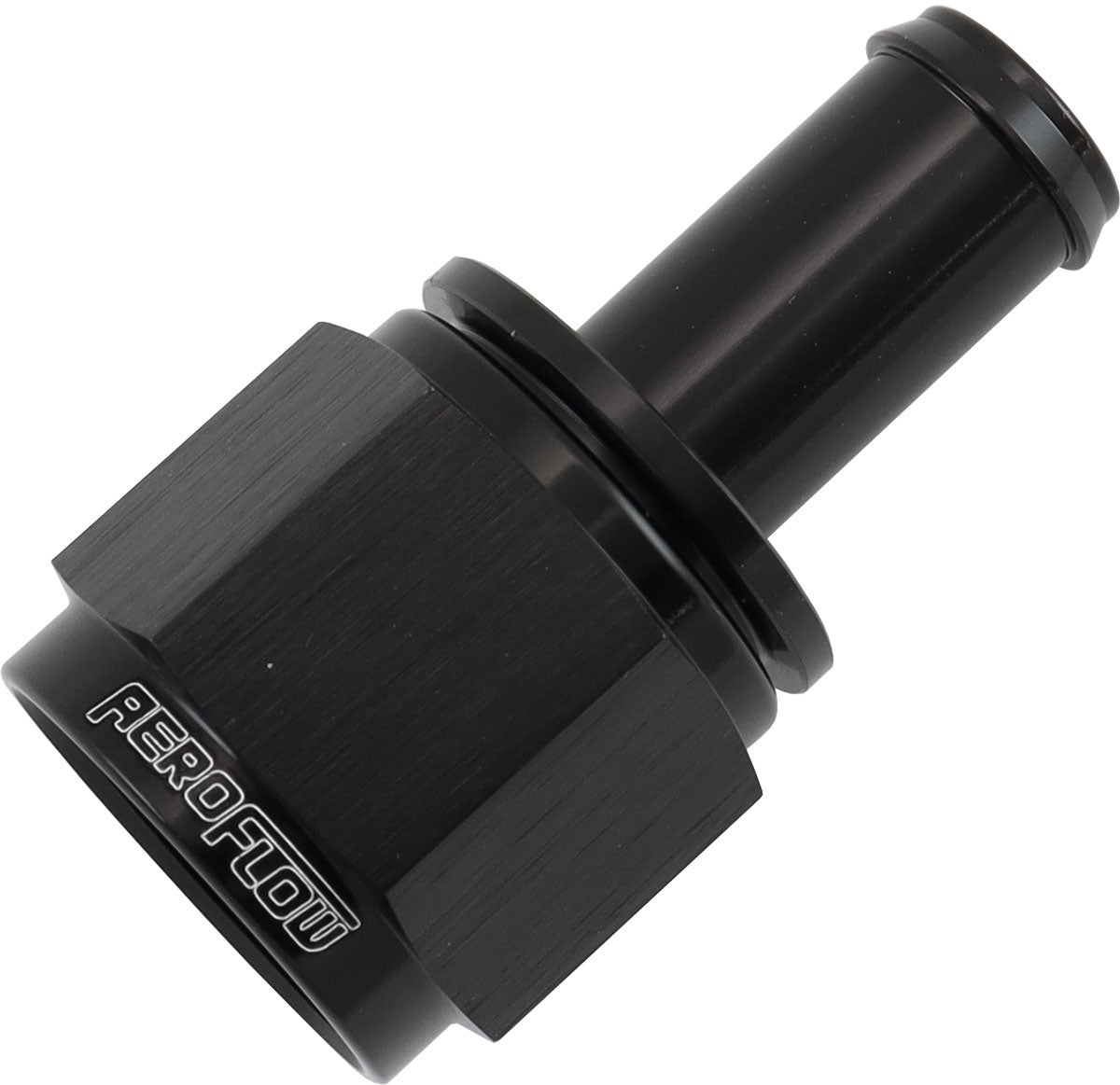 Female -10AN To 1/2" Barb Black With Tube Nut AF411-10-08BLK - Aeroflow