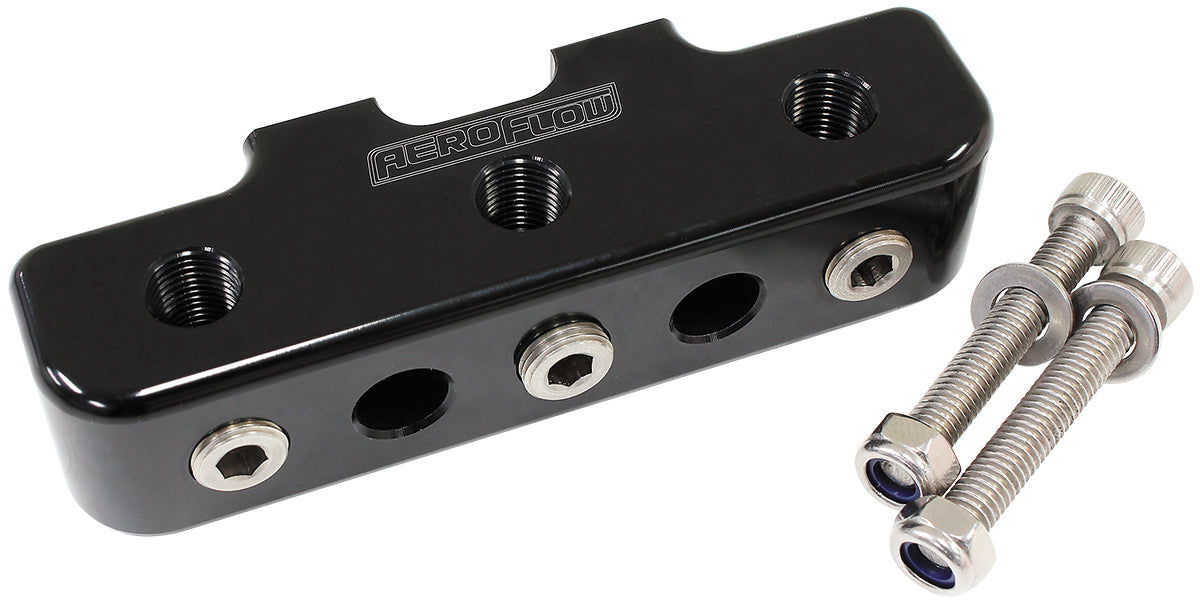 Pressure Sensor Block Black 9 x 1/8" NPT Port Mount Log AF456-03BLK - Aeroflow