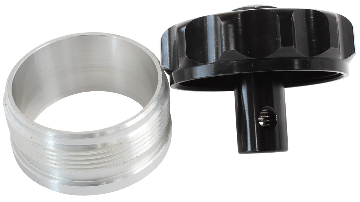 2" Aluminium Weld Bung And Cap Black With Roll Over Valve AF460-32-RV-BLK - Aeroflow