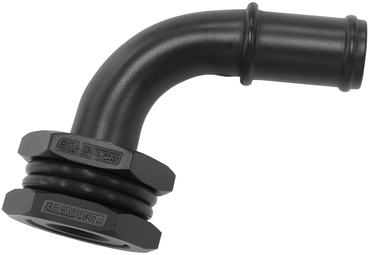 Bulkhead 90 Turbo Drain 5/8 Barb Oil Pan Sump Adapter AF463-31 - Aeroflow