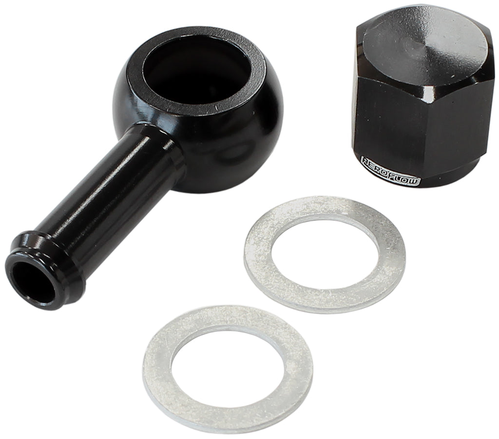/ Bosch Fuel Pump 8mm / 5/16" Banjo & Nut Kit Bla AF49-1020BLK - Aeroflow