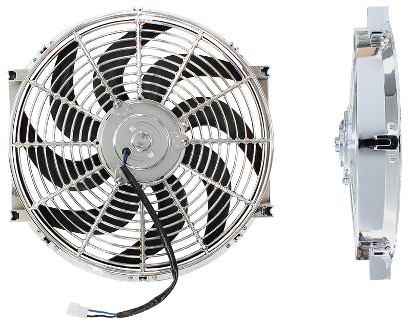 14" Curved Blade Chrome Fan Reversible 1350CFM AF49-1027 - Aeroflow