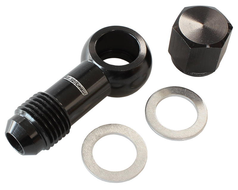 / Bosch Fuel Pump Banjo Kit To -6AN Inc Washers AF49-1034BLK - Aeroflow