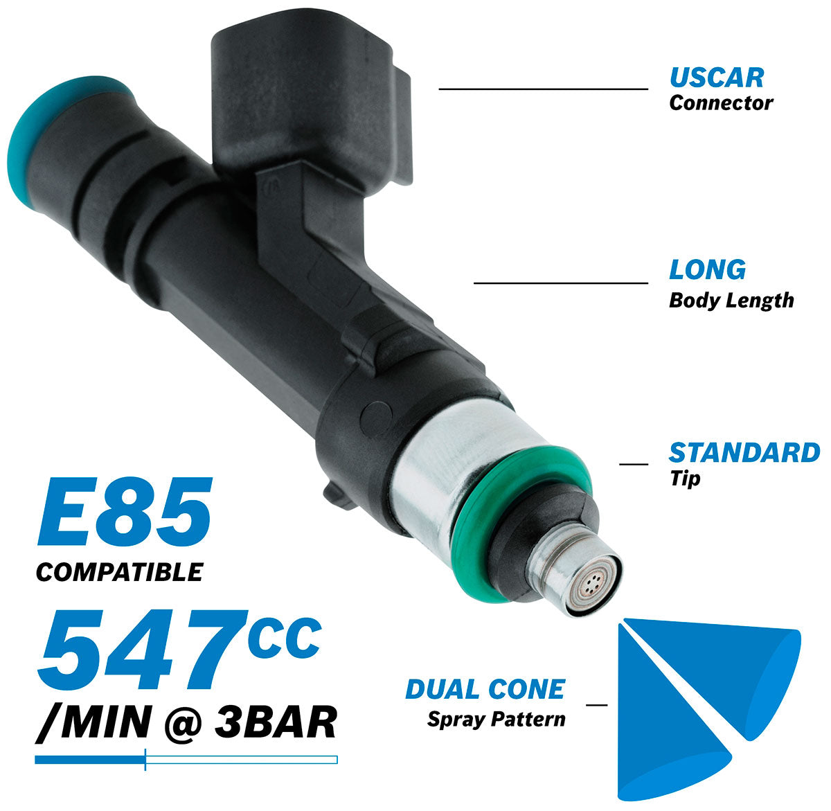 Bosch 547CC Fuel Injector EV14 Long Uscar 0280158279 AF49-1901 - Aeroflow