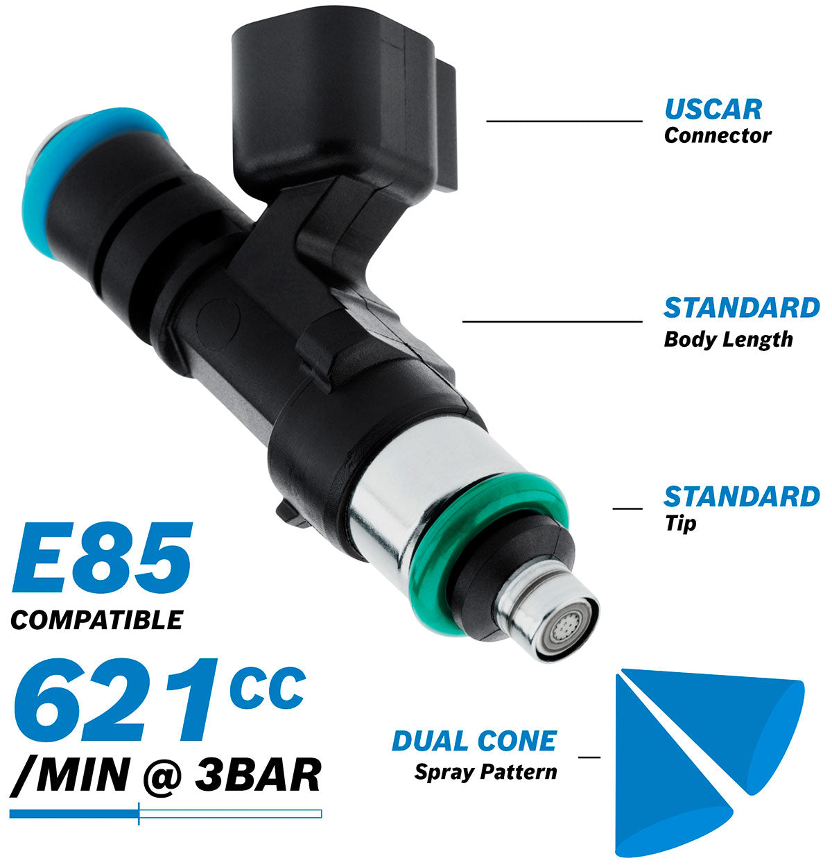 Bosch 621CC Fuel Injector EV14 Medium Uscar 0280158298 AF49-1903 - Aeroflow