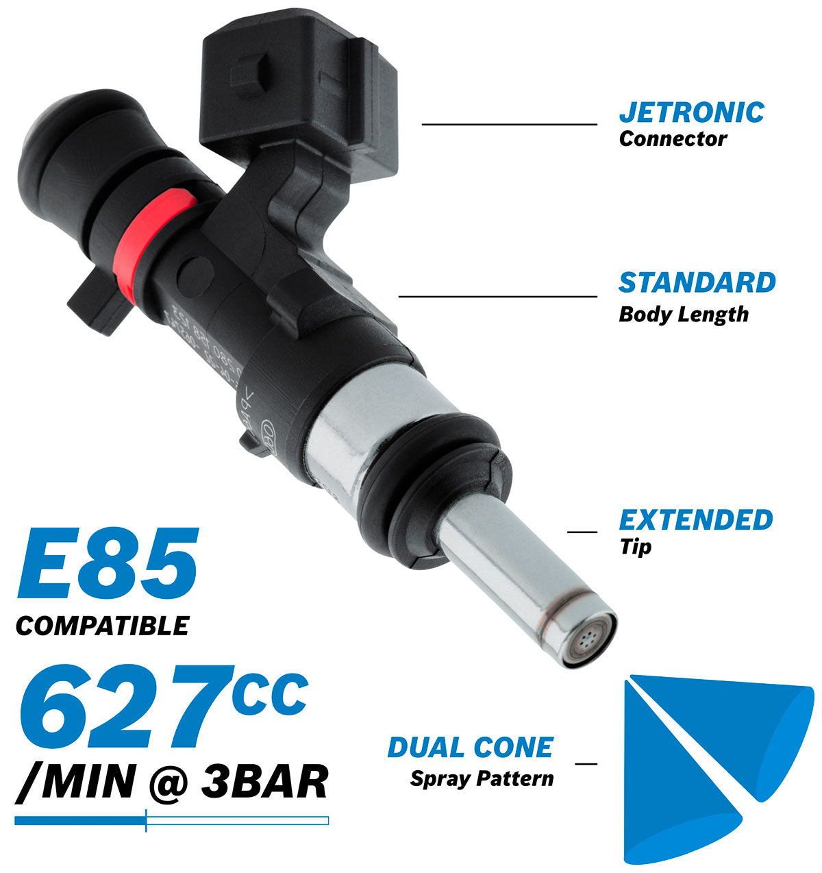 Bosch 627CC Fuel Injector EV14 Medium Jetroni 0280158123 AF49-1904 - Aeroflow