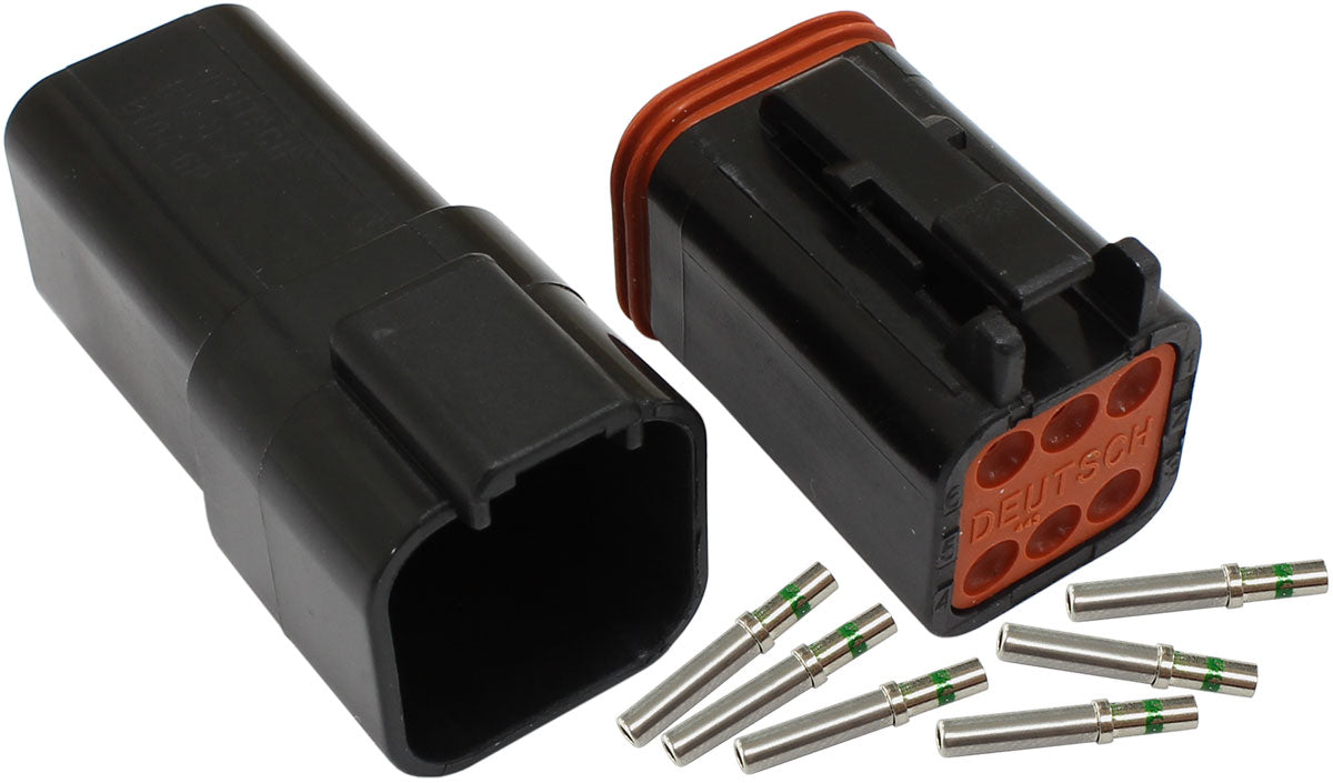Weathertight 6 Pin Connector Kit Deutsch Dt Style Black AF49-9006 - Aeroflow