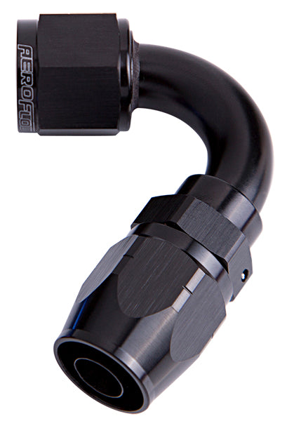 Alloy 120 Deg Hose End -12AN Black Cutter Style Full Swivel AF504-12BLK - Aeroflow
