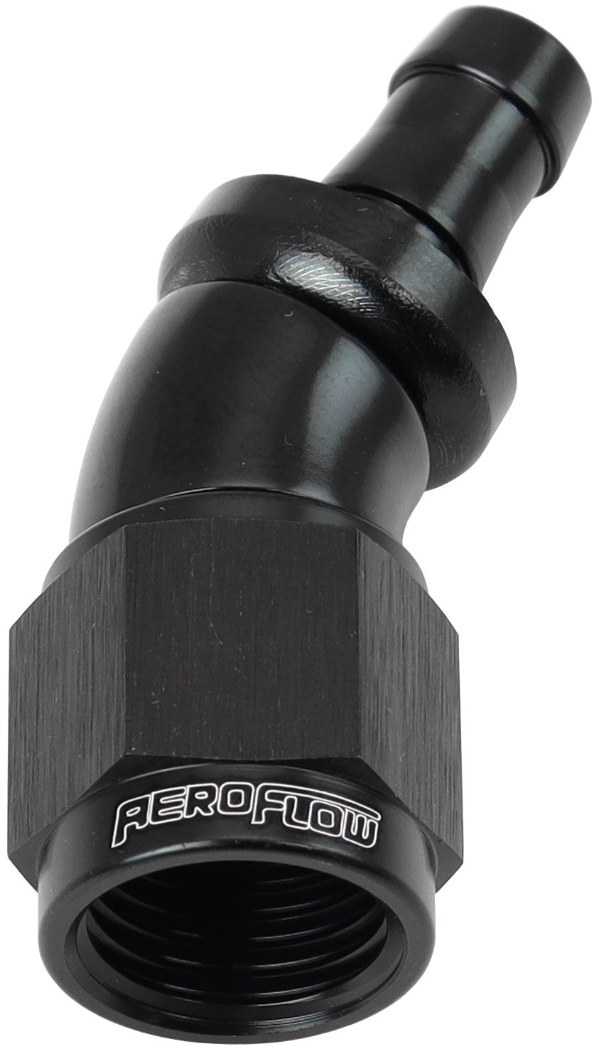 -6AN To 5/16" Barb 30 Deg Full Flow Push Lock Black AF517-06-05BLK - Aeroflow