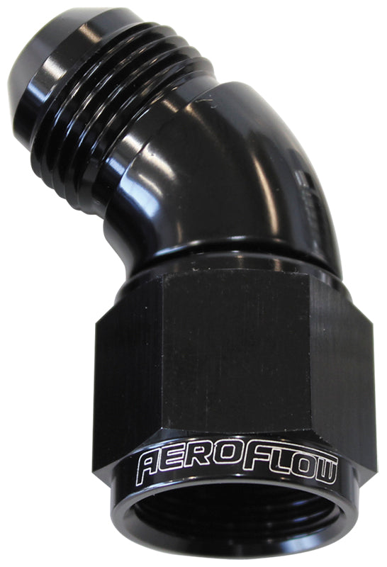 45 Deg Female - Male -16AN Black Full Flow AF542-16BLK - Aeroflow