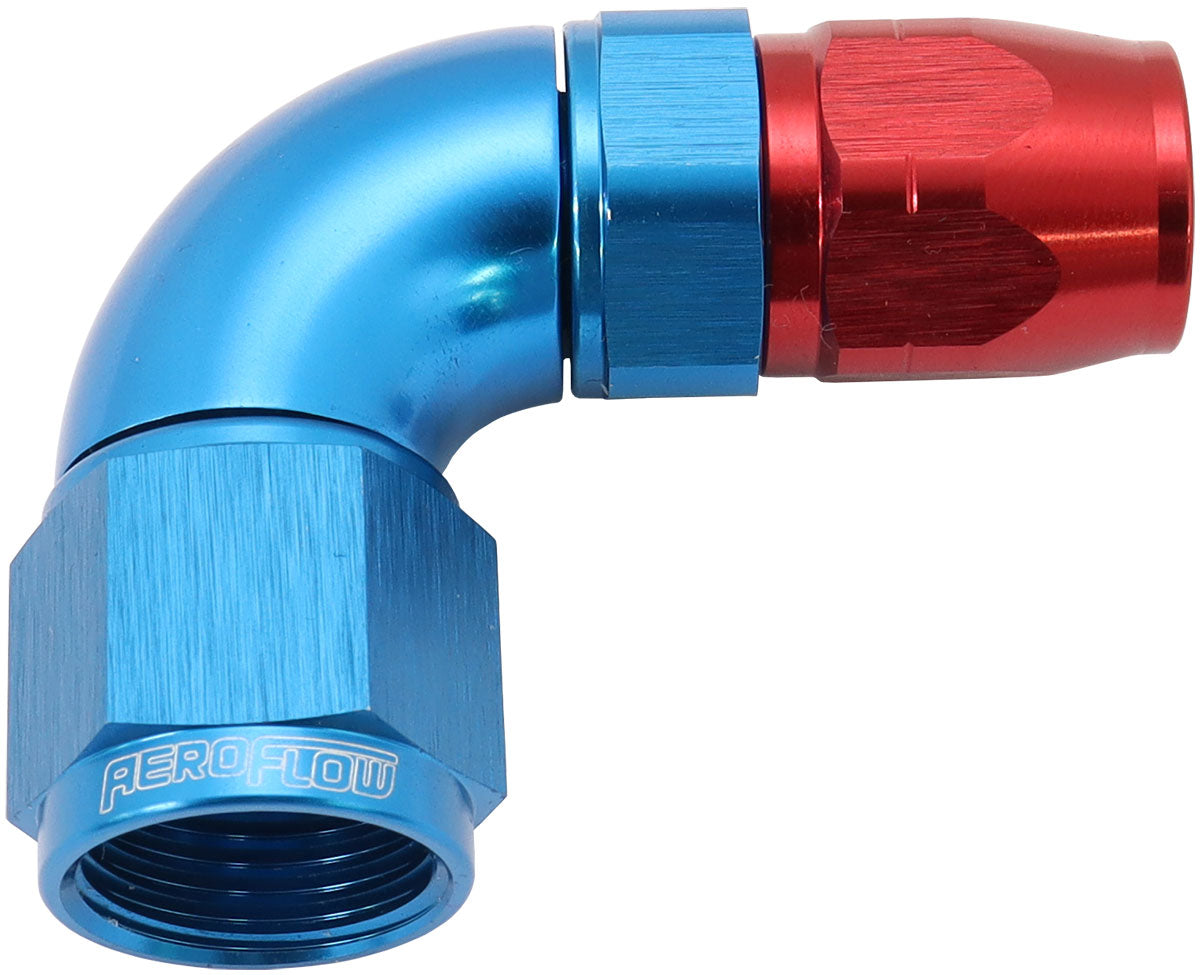 Stepped 90 Deg Hose End -6 Hose To -8AN Reducer Hose End Blue AF553-06-08 - Aeroflow