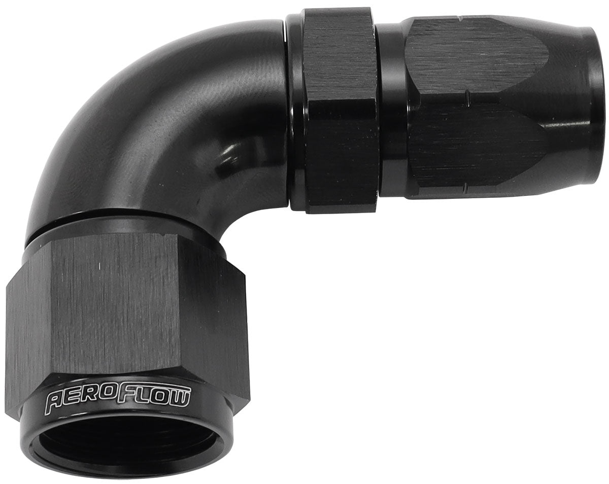Stepped 90 Deg Hose End -8 Hose To -10AN Reducer Hose End Blac AF553-08-10BLK - Aeroflow