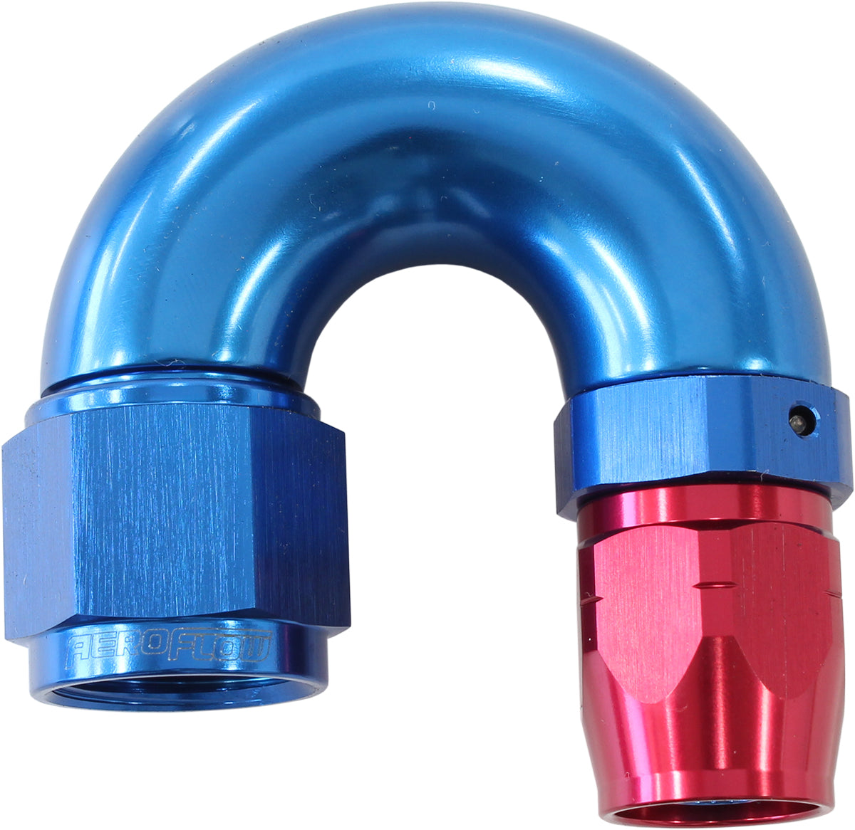 Stepped 180 Deg Hose End -6 Hosto -8AN Reducer Hose End Blue AF556-06-08 - Aeroflow